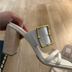 Dolce Vita White Heels with Gold Buckle